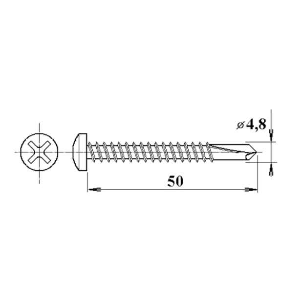 Šroub s půlkulatou hlavou do železa 4,8×50 mm