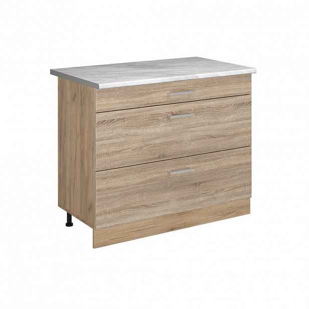 Vicco SPODNÍ SKŘÍŇKA KUCHYŇSKÉ LINKY R-Line, Sonoma/Zlatý mocný dub, 100 cm pracovná doska Mramor