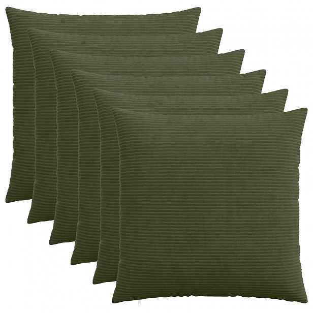 vidaXL Povlak na polštář 6 pcs HEERLEN Zelená 55 x 55 cm manšestr