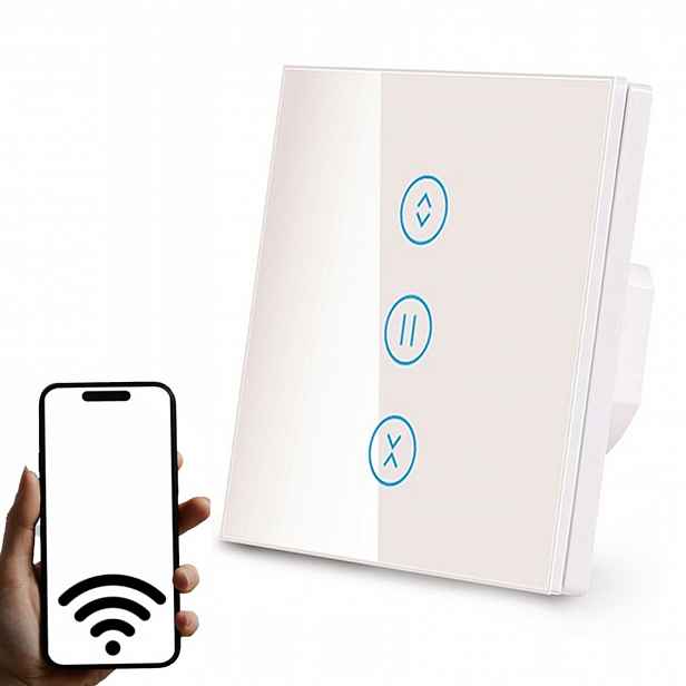 Vypínač Ovladač WiFi Dotykový Skleněný Pro Rolety Bílý