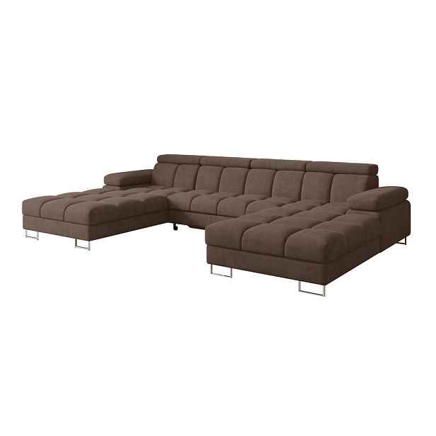 ALTDECOR SEDACÍ SOUPRAVA s funkcí spaní a úložným prostorem COMA U2 345x203x79 hnědá velur