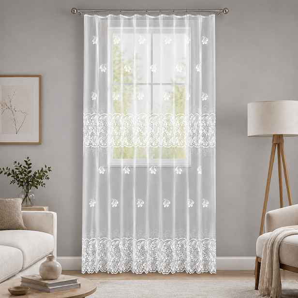 Dekorační žakárová záclona s řasící páskou LUSYA 250 bílá 200x250 cm MyBestHome