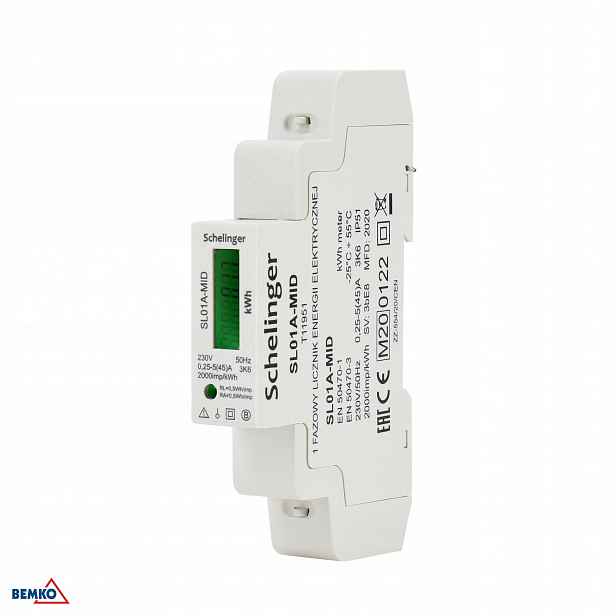 Jednofázový Elektroměr MID 45A Schelinger SL01A-MID Kwh