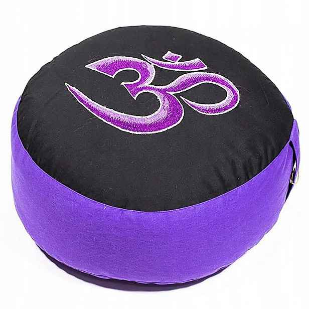 Polštář pro meditaci Ohm černofialový 33x13 cm