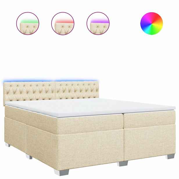 vidaXL Box spring postel s matrací krémová 200x200 cm textil