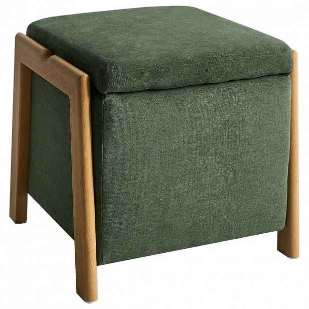 Beliani PUF s úložným prostorem Látka 45 cm Zelený Edland