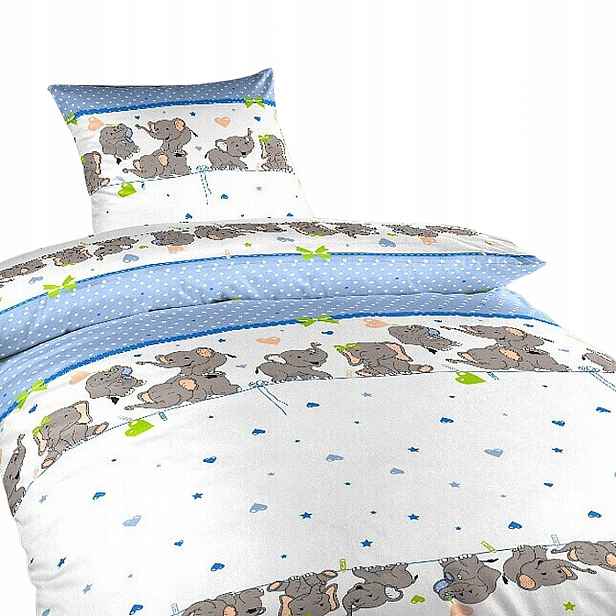 Dadka Povlečení krep Sloni denim 140x200, 70x90 cm