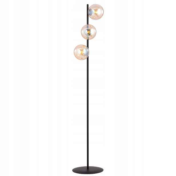 Podlahová lampa Rossi LP3, 3-bodová, černá, medové stínítko E14