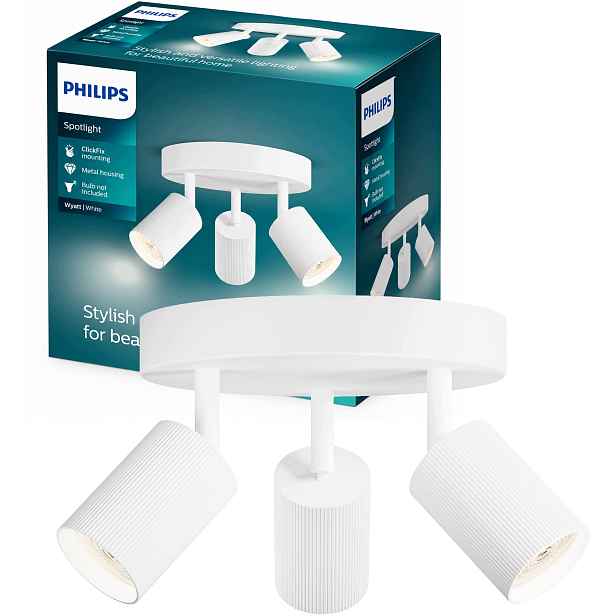 Stropní Svítidlo rýhované 2x GU10 Led, nastavitelné, přisazené svítidlo Stropní Svítidlo Wyatt Philips