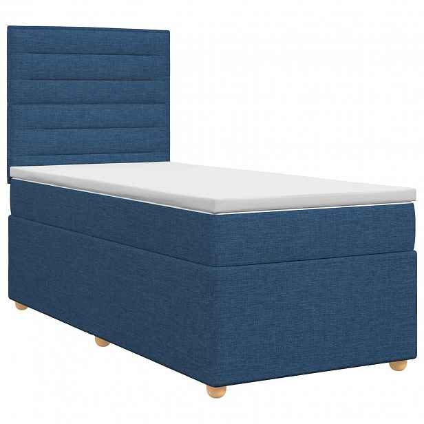 vidaXL Postel boxspring s matrací s čelo Modrá 80 x 200 cm Textil