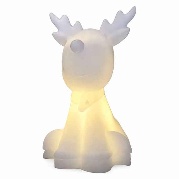 LED svítící sob Naja voskový na baterie CR2450, výška 11,6 cm, bílý