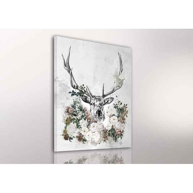 Obraz na plátně DEER FLOWERS 80x60 cm Ludesign