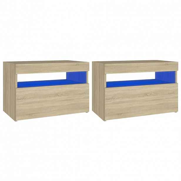 vidaXL Noční stolky s LED osvětlením 2 ks dub sonoma 60 x 35 x 40 cm
