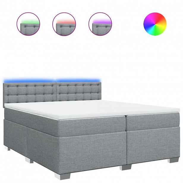 vidaXL Box spring postel s matrací světle šedá 200 x 200 cm textil