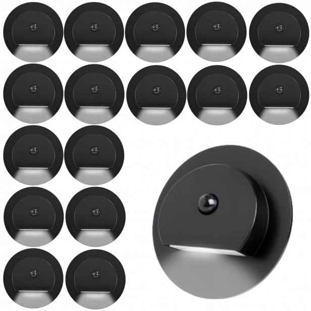 17 X Led Schodišťová Lampička Na Schody 230V, Senzor Pohybu Soumraku