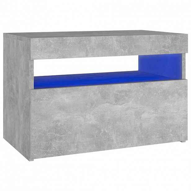 vidaXL Noční stolek s LED osvětlením betonově šedý 60 x 35 x 40 cm