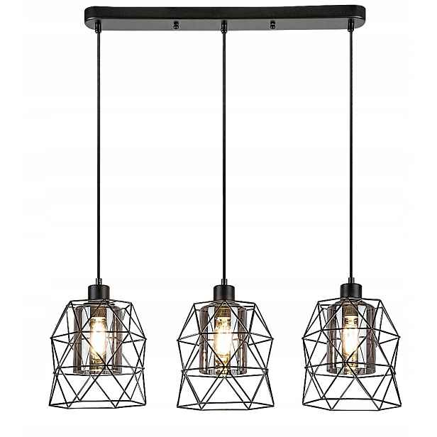Závěsná industriální drátěná lampa E27 3x40W, barva černá matná Rabalux