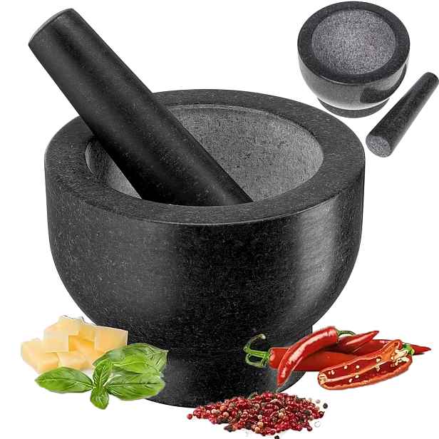 Kuchyňský Kamenný Hmoždíř S Paličkou Na Bylinky, Koření, Omáčky, Masivní, 15 CM