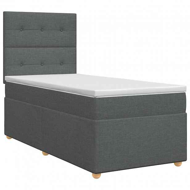 vidaXL Postel boxspring s matrací s čelo Tmavě šedá 80 x 200 cm Textil