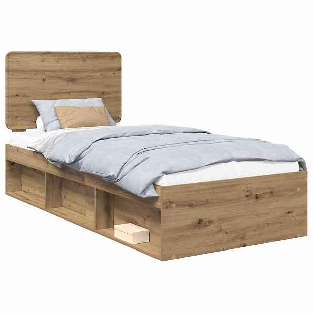 vidaXL Rám postele Dub artisan 90 x 190 cm Masivní borové dřevo