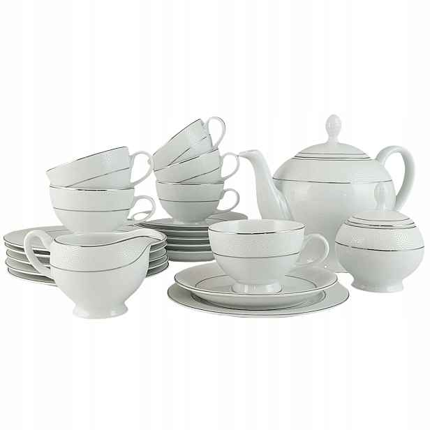 Emily Platin servis/sada porcelánu na čaj/kávu 6 os./15ks|Bogucice
