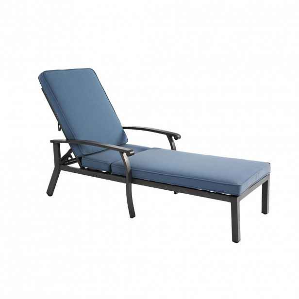 Modfu ZAHRADNÍ lehátko z hliníku 204x58x100/30 cm modré s polohovatelným opěradlem a bavlněným polstrem