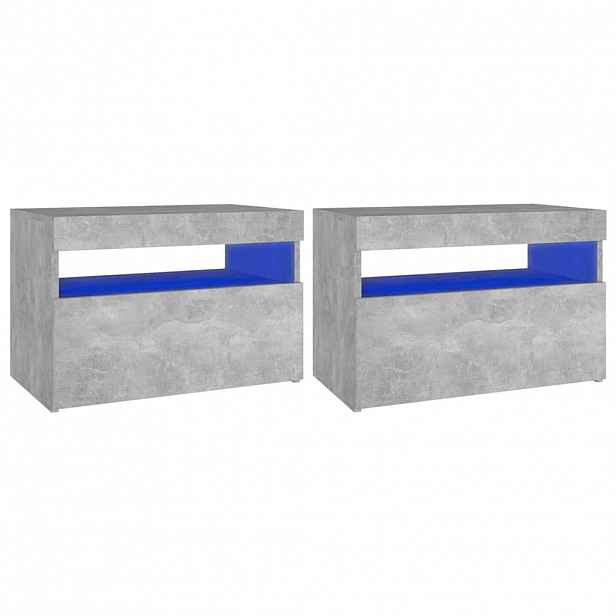 vidaXL Noční stolky s LED osvětlením 2 ks betonově šedé 60x35x40 cm