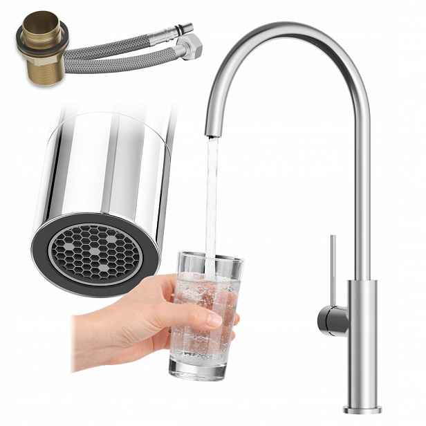 Kuchyňská baterie Kran Chrom Otočný stojanový výtok Prestige Slim Premium