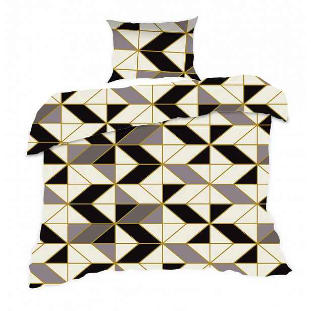 Povlečení 140x200 geometrie krémová šedá černá Classic