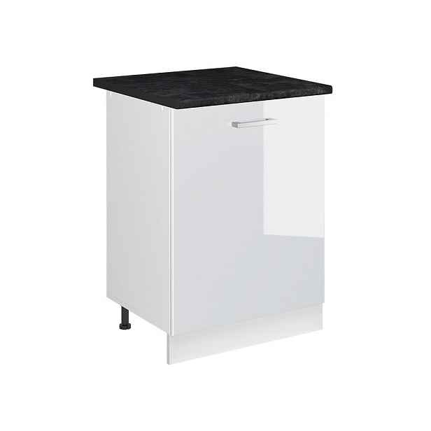 Vicco SPODNÍ SKŘÍŇKA KUCHYŇSKÉ LINKY R-Line, Bílá vysoký lesk/Bílá, 60 cm s 1 dveřmi pracovná doska antracitová