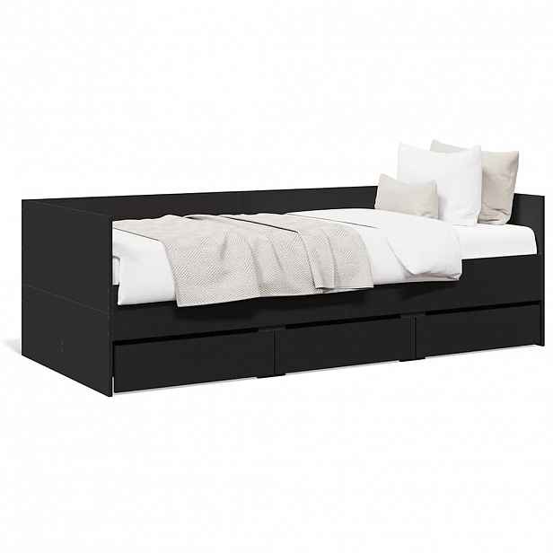 vidaXL Válenda se zásuvkami bez matrace černá 75 x 190 cm