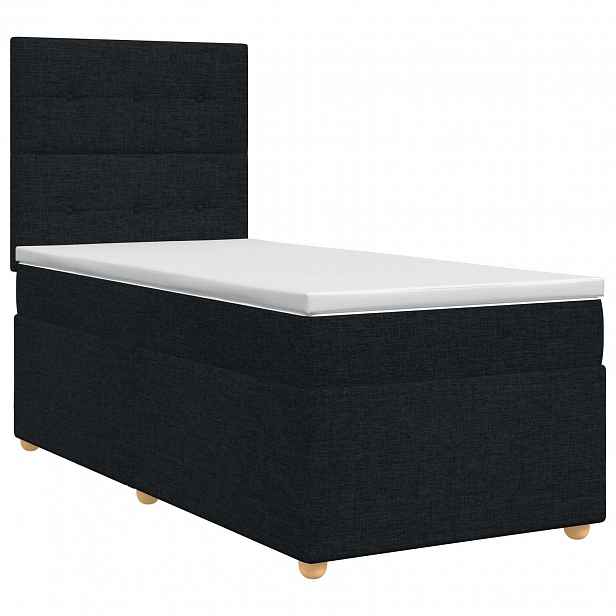 vidaXL Postel boxspring s matrací s čelo Černá 80 x 200 cm Textil