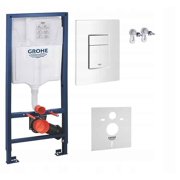Kompletní podomítkový Wc set – stojan Grohe tlačítko bílé barvy