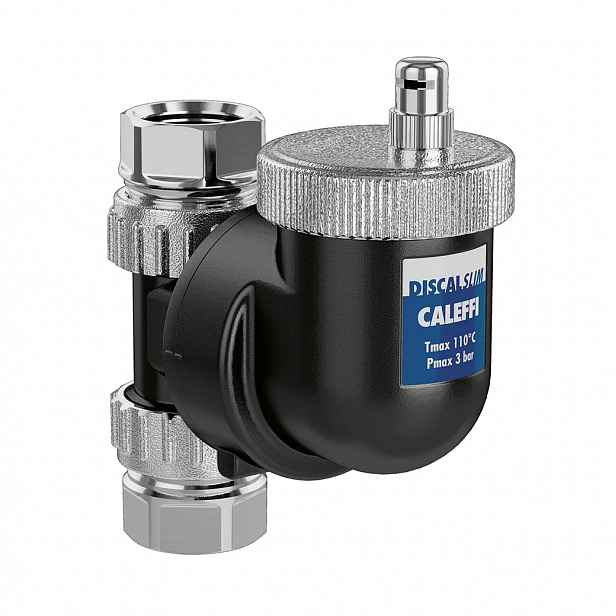 Caleffi Oddělovač vzduchu Discalslim 1" úhlový, tělo – technopolymer