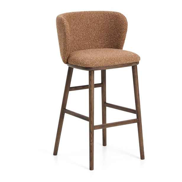 Čalouněná barová židle v terakotové barvě (výška sedáku 75 cm) Ciselia – Kave Home