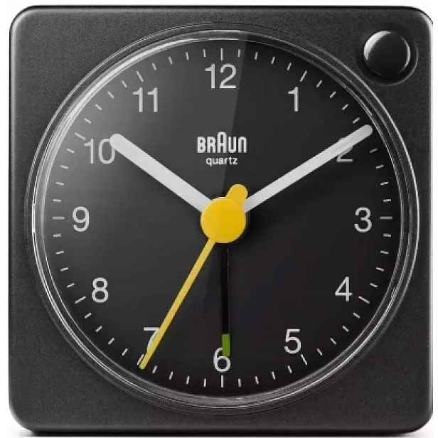 Černý Budík Braun BC02XB Malý Klasický Snooze Podsvícení Na Baterie