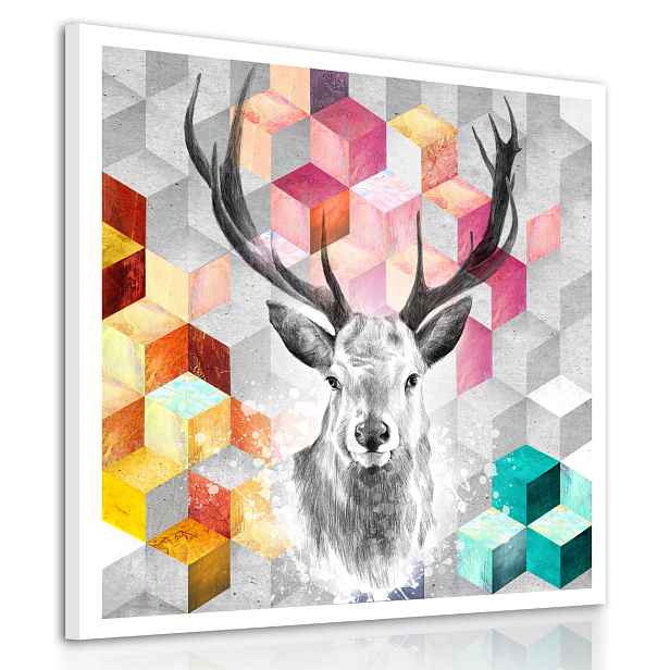 Obraz na plátně SCANDI DEER H 60x60 cm Ludesign