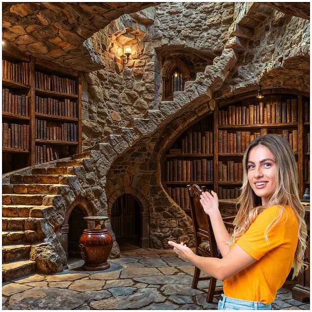 Fototapeta 3D Tunel Chodba Jeskyně Knihy 392x260 TUN15F