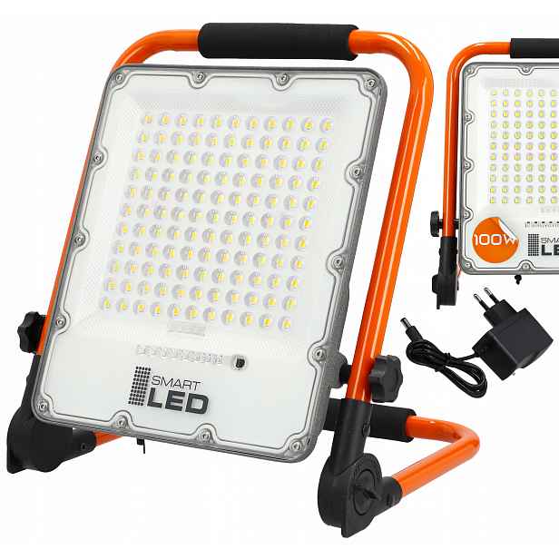 Halogenový Led reflektor Akumulátorový Stavební 100W Pracovní Přenosný