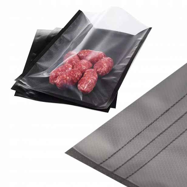 Tlusté černé vroubkované sáčky B-vac 25x35 cm pro balicí stroje 50 kusů Lava