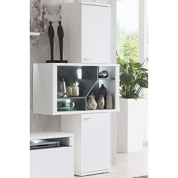 Vysoký úložný regál Taviano, s osvětlením