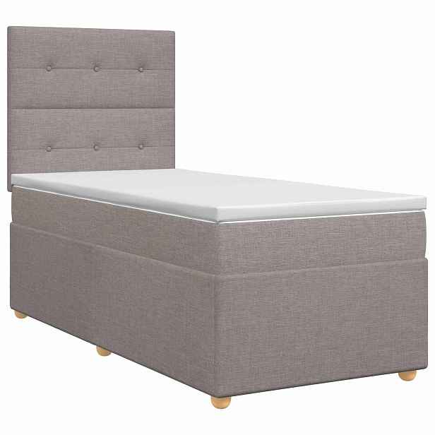 vidaXL Postel boxspring s matrací s čelo Taupe 80 x 200 cm Textil
