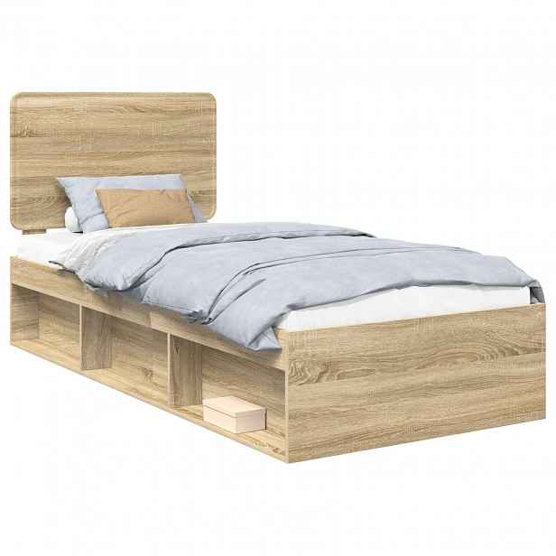 vidaXL Rám postele s čelo Sonoma dub 75 x 190 cm Masivní borové dřevo