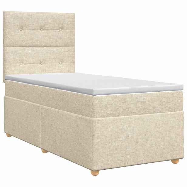 vidaXL Postel boxspring s matrací s čelo Krémová 80 x 200 cm Textil