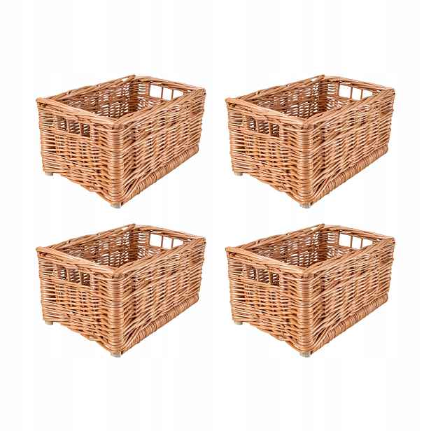 4 x proutěná skříňka regálový koš organizér šuplík 30x20x16 cm