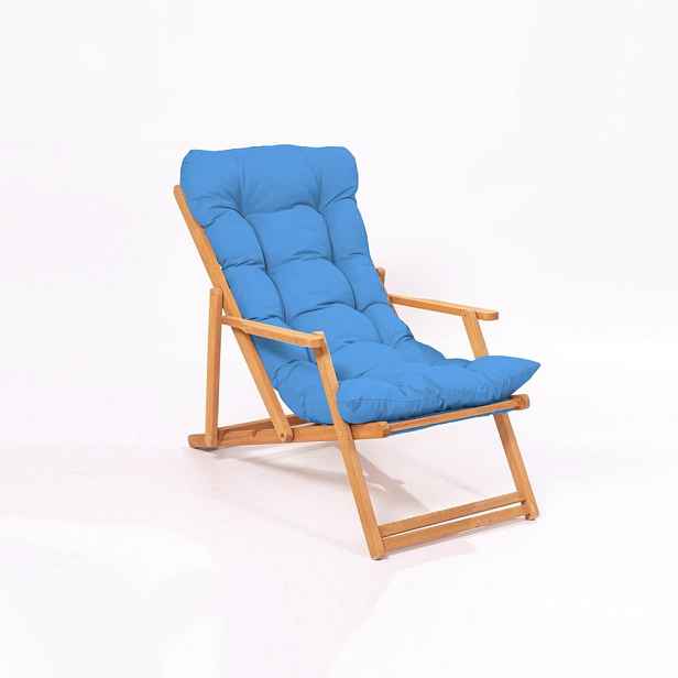 Dřevěné zahradní lehátko v modro-přírodní barvě – Floriane Garden