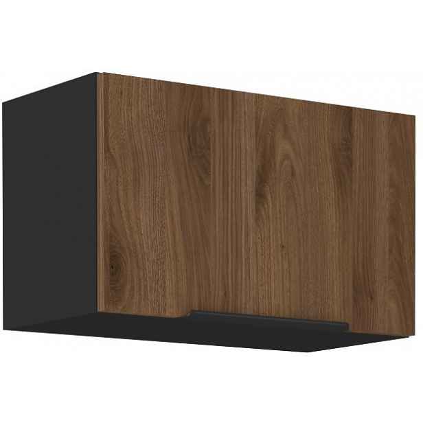 Horní výklopná kuchyňská skříňka Monza, 60 cm, ořech/černá