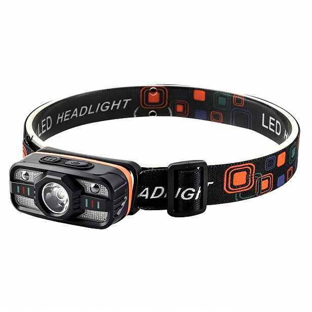 TEMU 1/2 ks LED chytrá čelovka s pohybovým senzorem, COB reflektor, s nastavitelným úhlem paprsku a USB nabíjením – ideální pro turistiku, kempování,