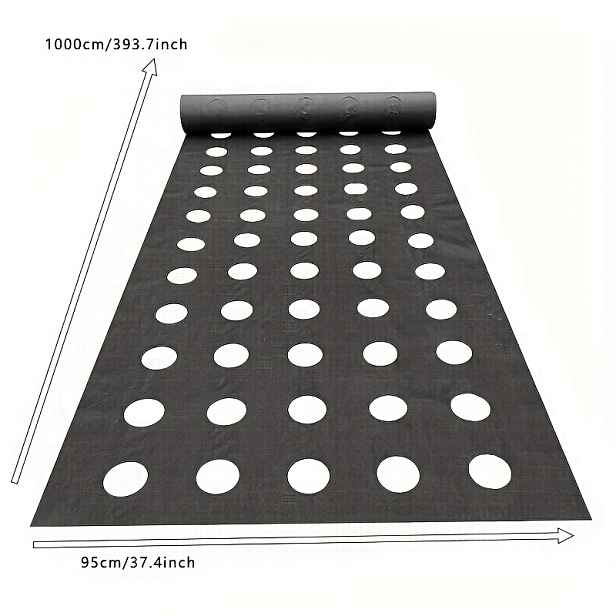TEMU 95x1000 cm černá protiplevelová textilie s podkladovým krytem – prodyšný, propustný design vhodný pro domácí zahradničení, pěstování jahod a