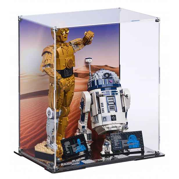 Vitrína s pozadím Blacked Brick pro Lego 75398, 75379 Star Wars C-3PO & R2-D2
